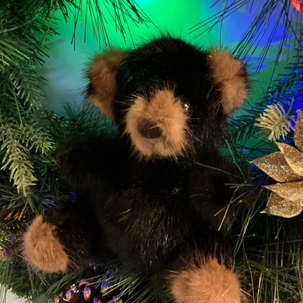 Vintage Mink Rare Bear 1982 Black and Brown Plush Teddy Bear